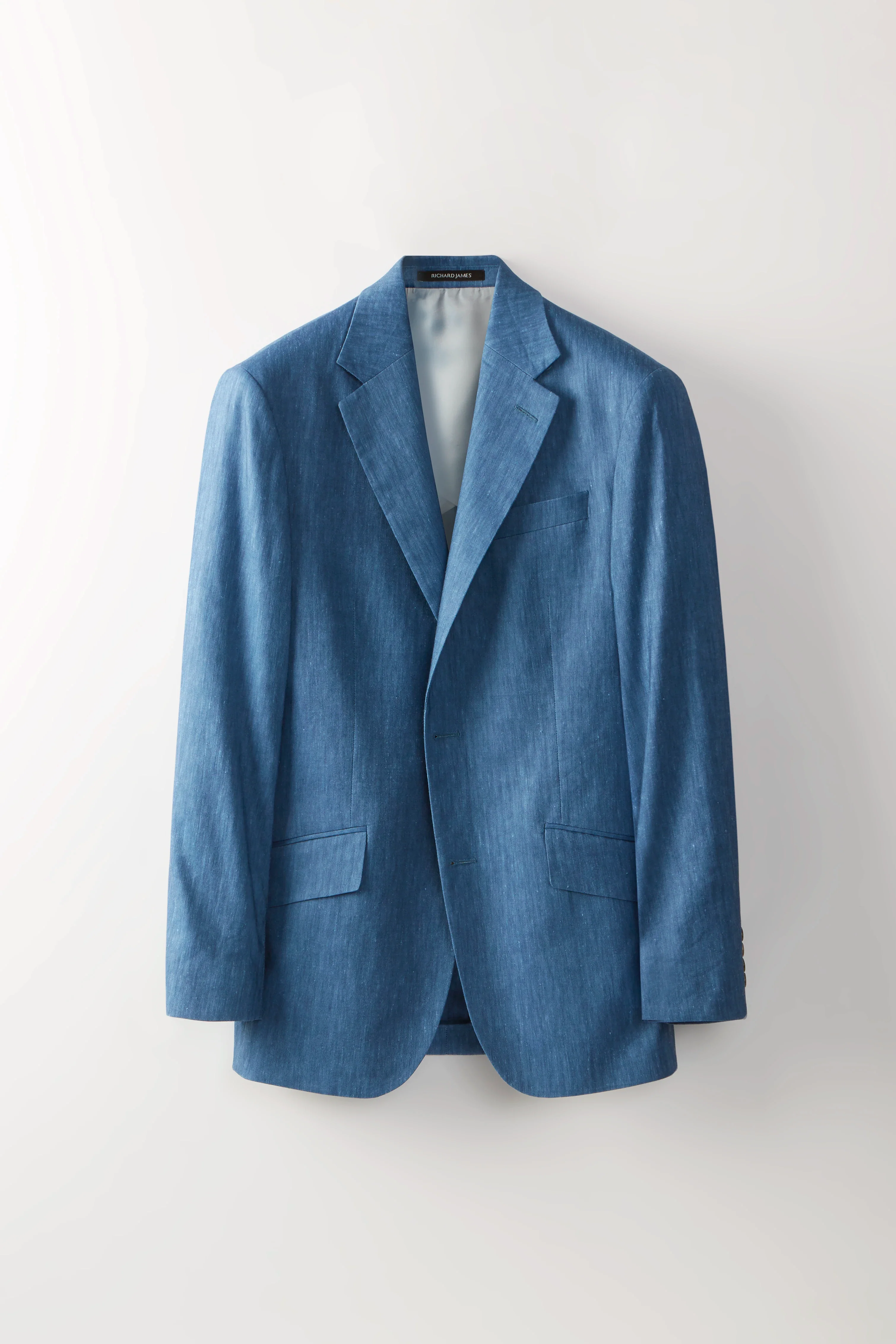 Chapman Jacket – Denim Blue Stretch Linen & Wool Blend