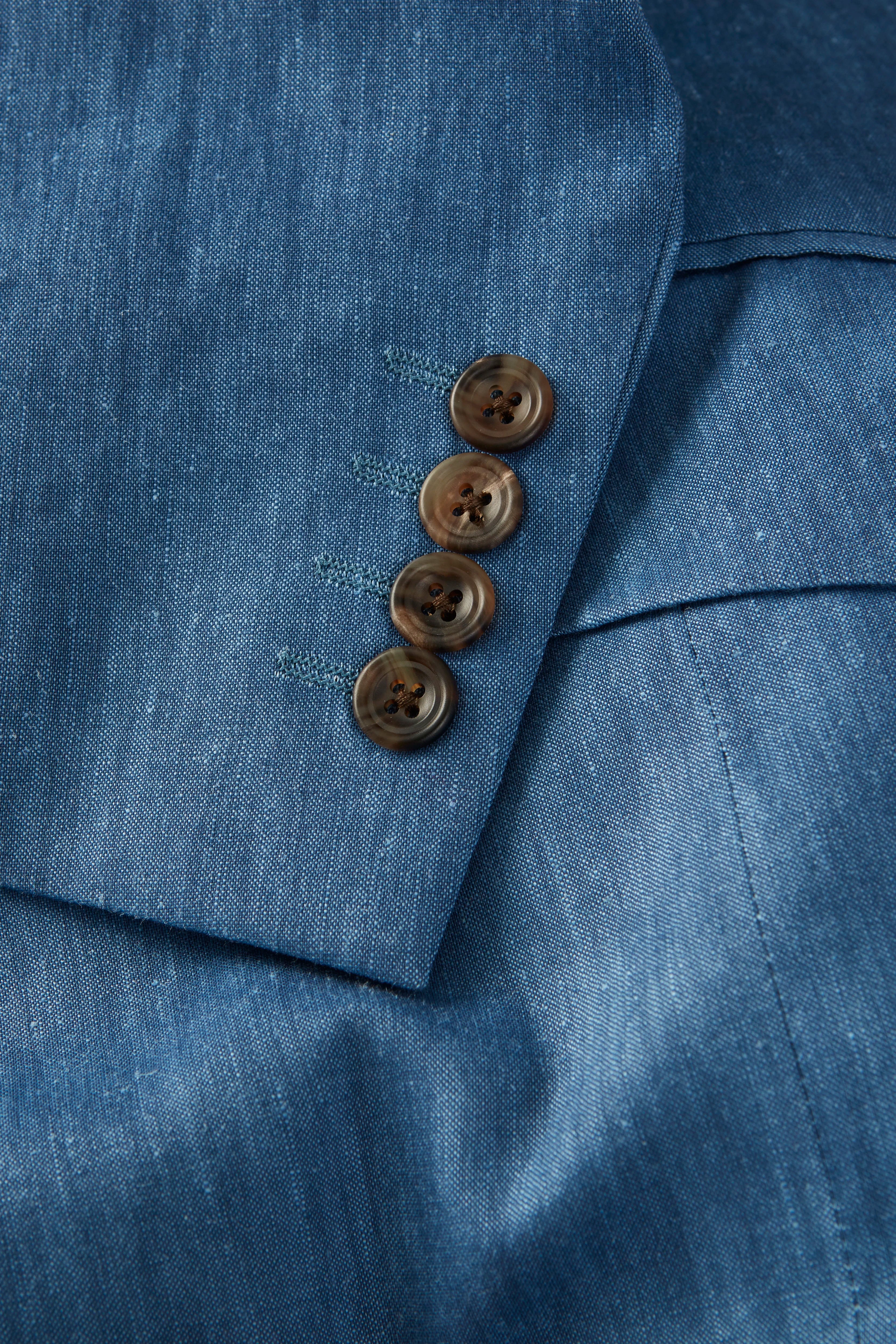 Chapman Jacket – Denim Blue Stretch Linen & Wool Blend - Image 2
