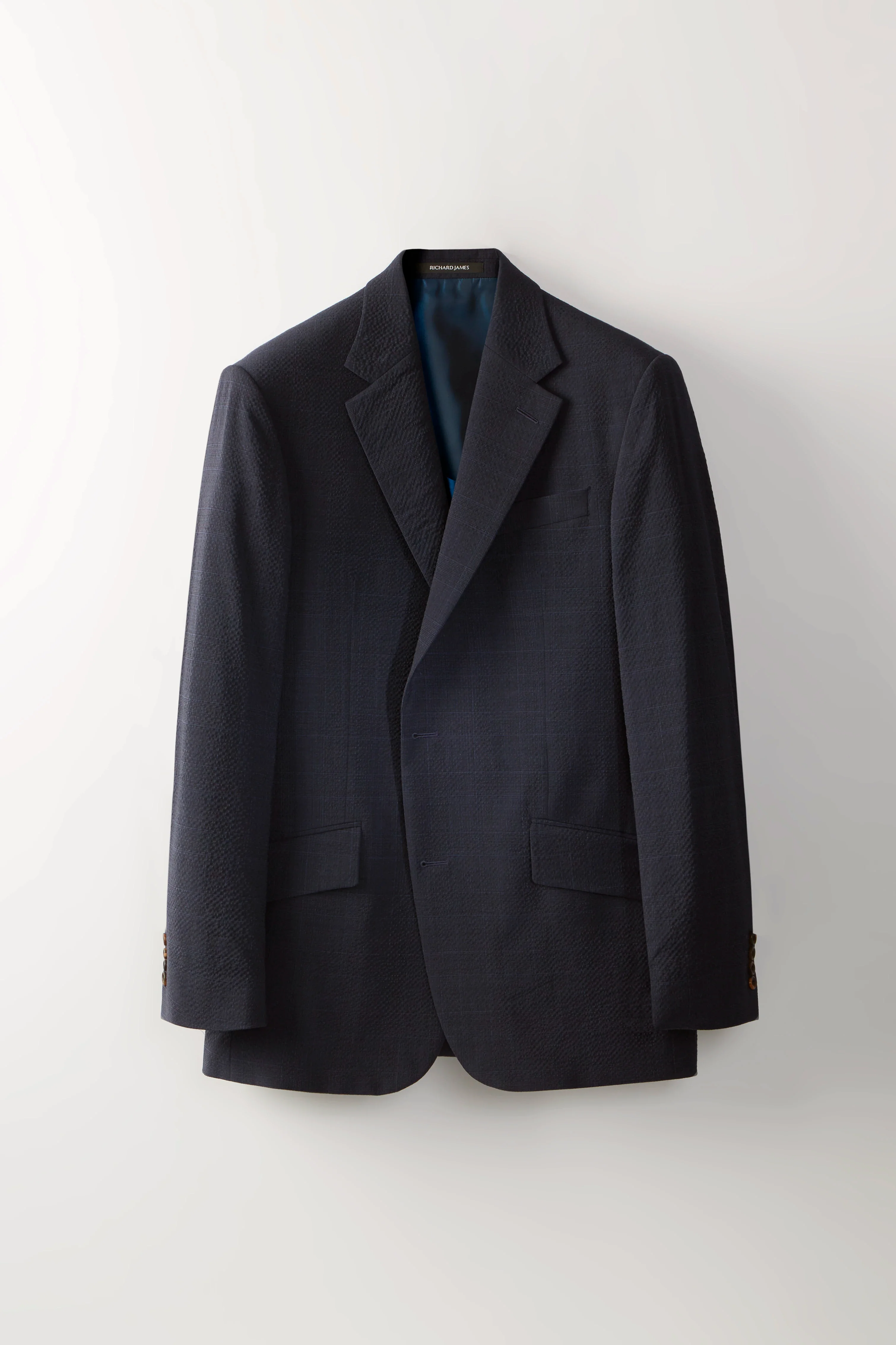 Chapman Jacket – Navy Prince Of Wales Check Seersucker