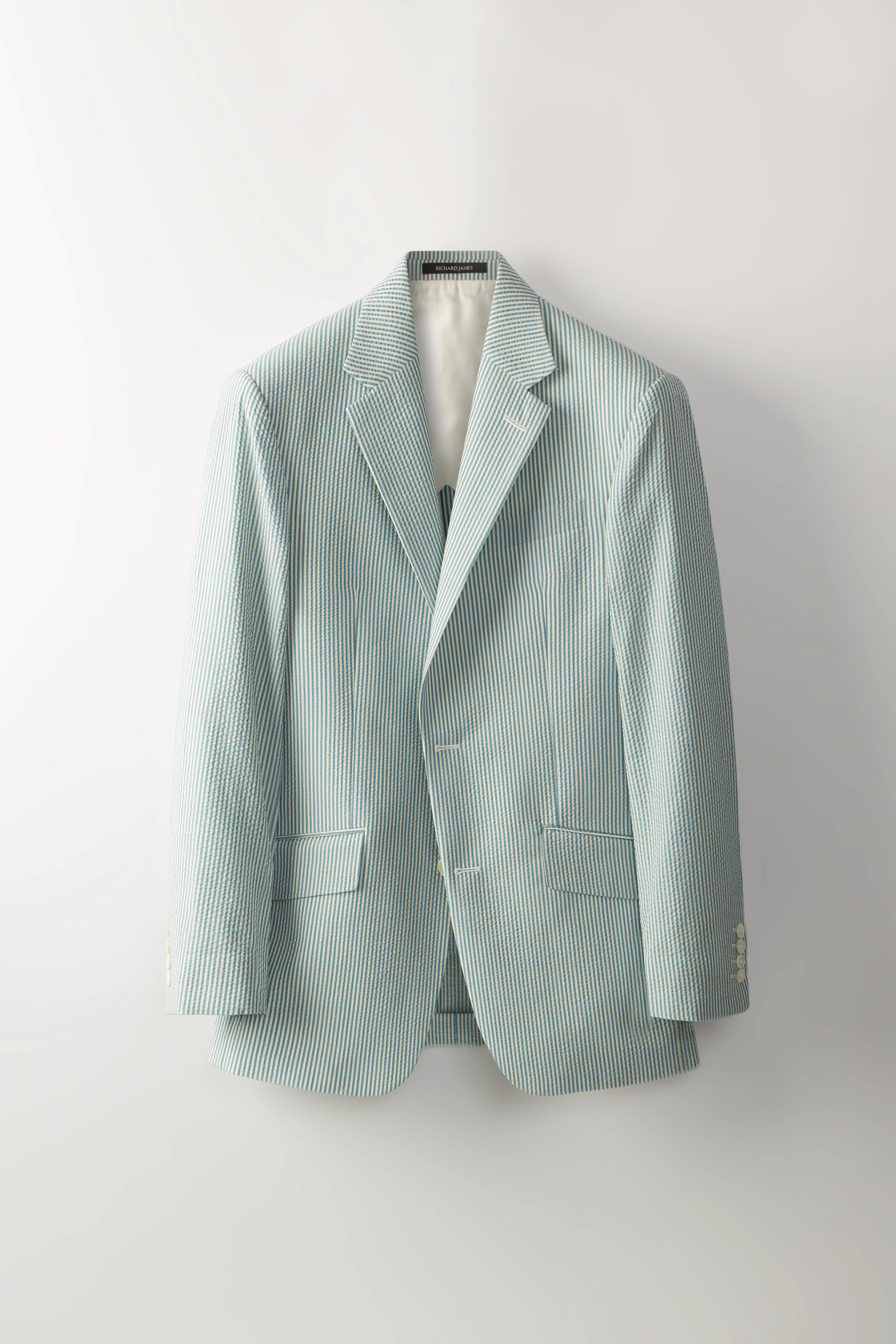 Chapman Jacket – Turquoise Wool & Silk Seersucker