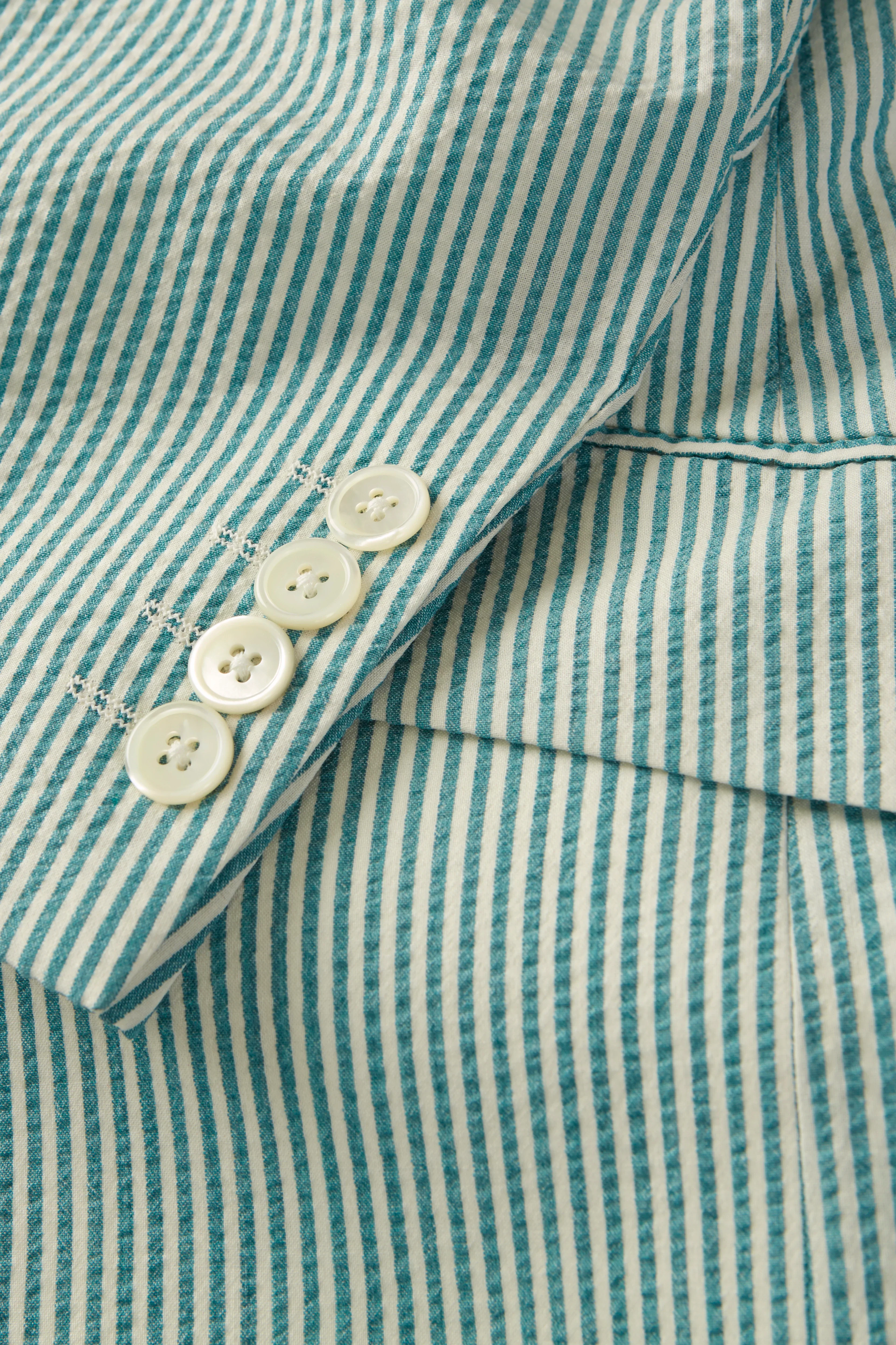 Chapman Jacket – Turquoise Wool & Silk Seersucker - Image 2