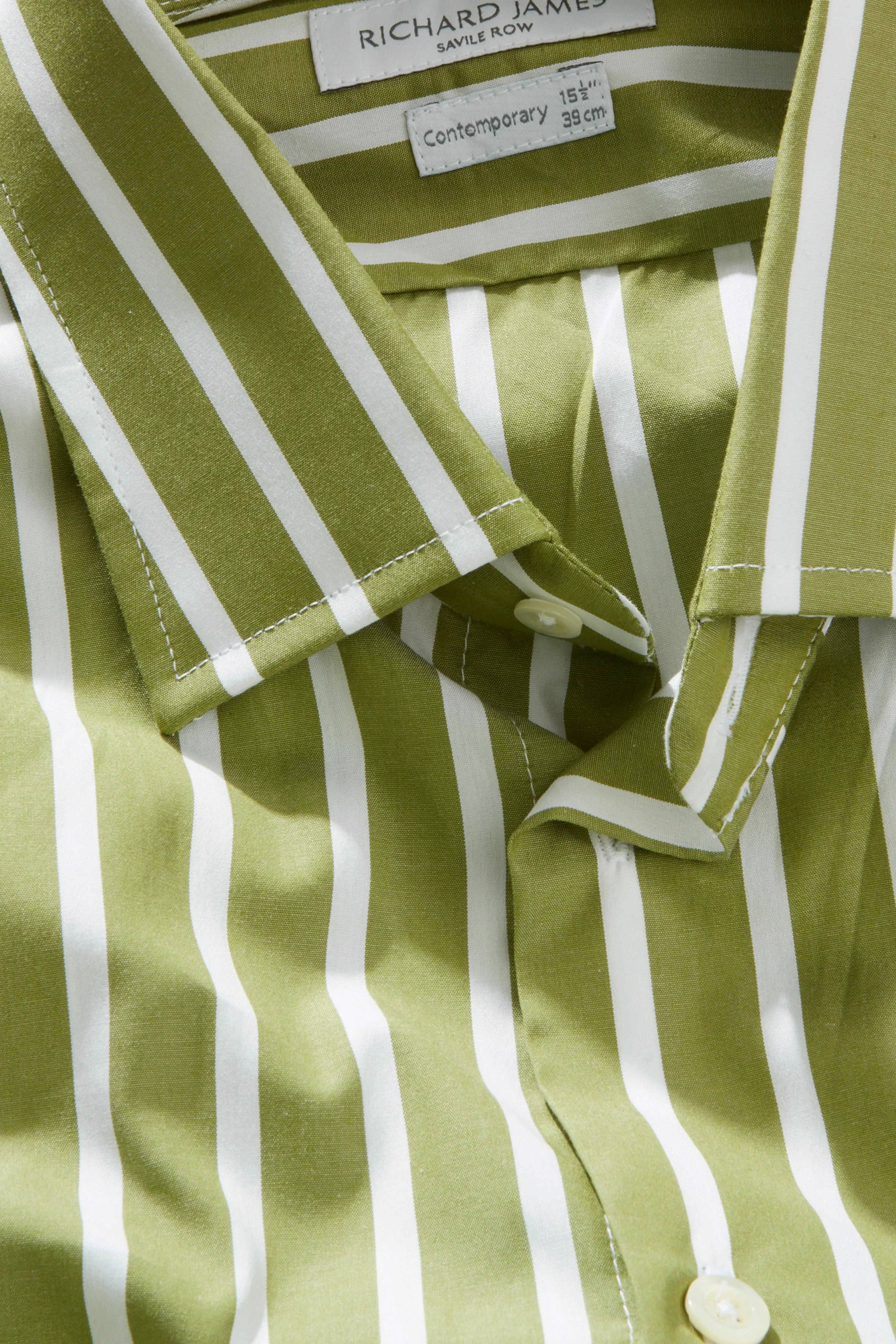Contemporary Shirt – Avocado & White Ribbon Stripe - Image 2