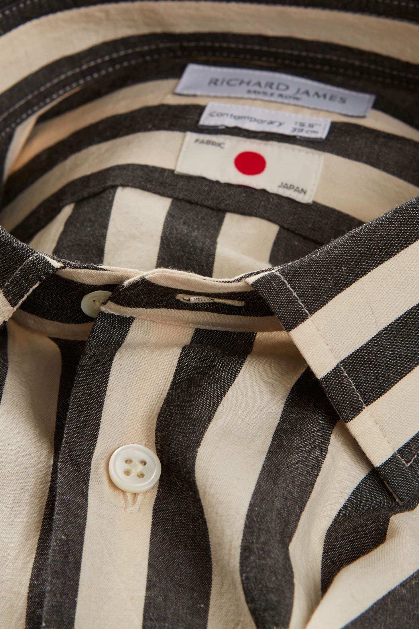 Contemporary Shirt – Black & Ecru Broad Bengal Stripe - Image 2
