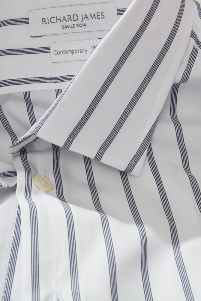 Contemporary Shirt – Navy & White Mayfair Stripe - Image 2