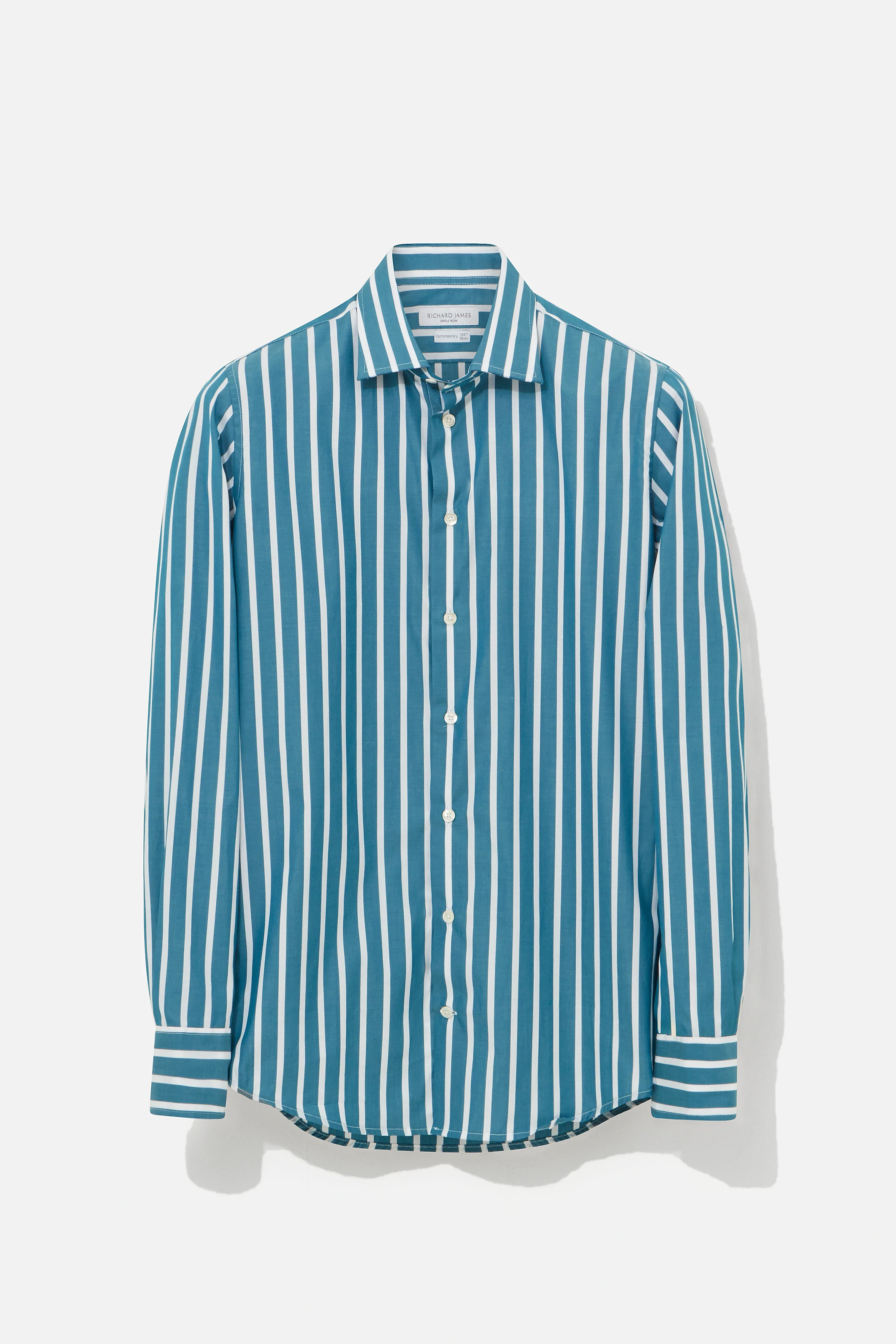 Contemporary Shirt – Petrol & White Ribbon Stripe