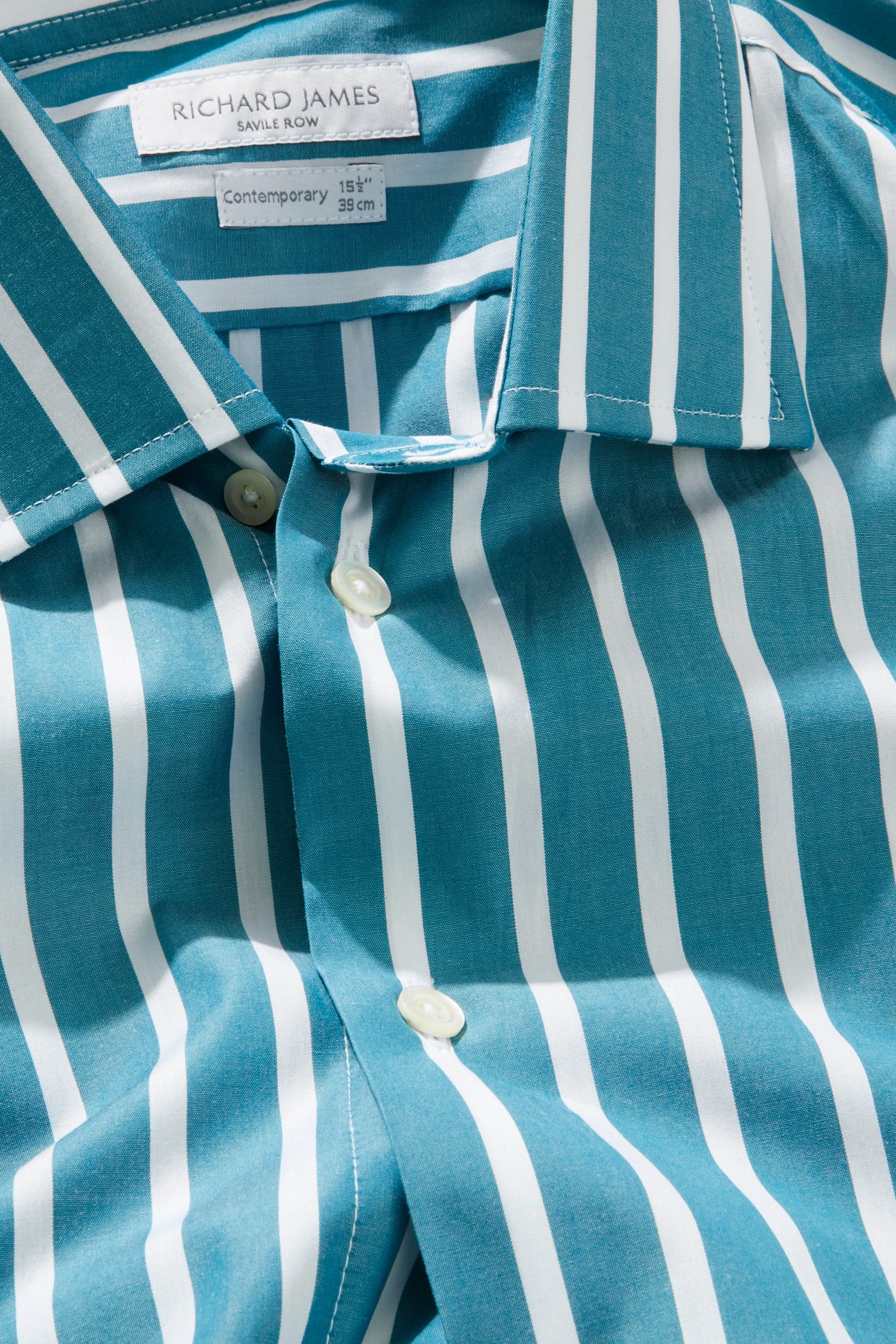 Contemporary Shirt – Petrol & White Ribbon Stripe - Image 2
