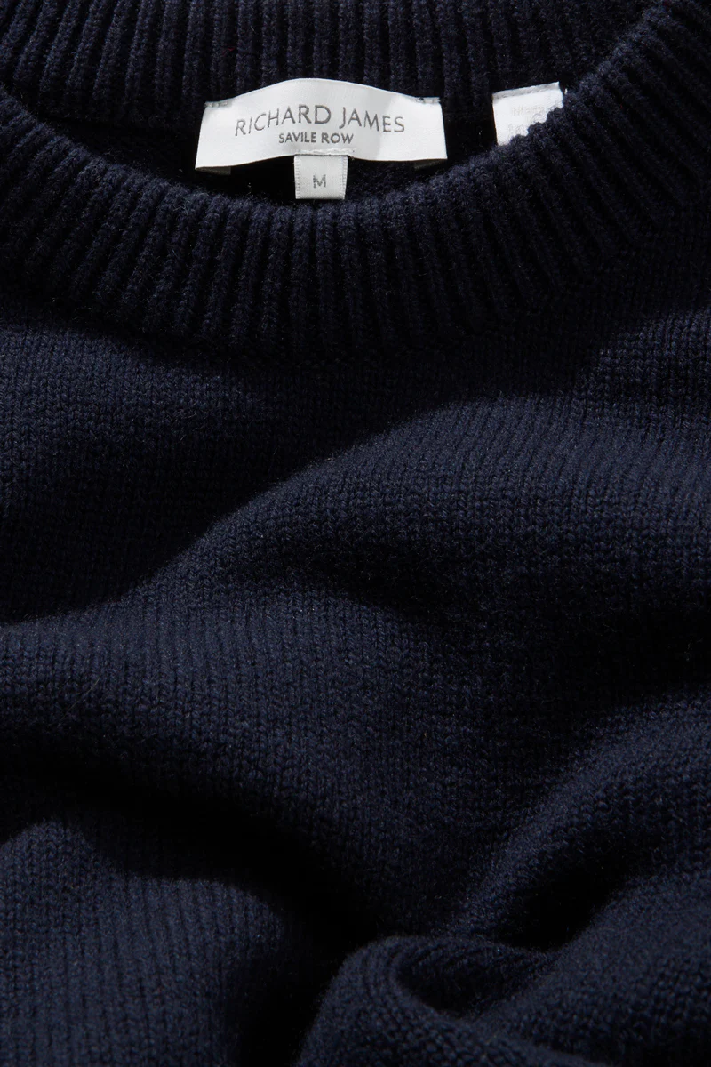 Crew Neck - Dark Navy Wool & Cashmere - Image 4