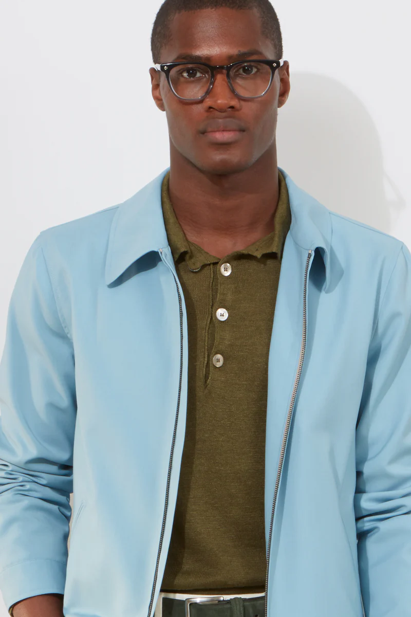 Zip Blouson – Sky Blue Wool & Mohair - Image 4